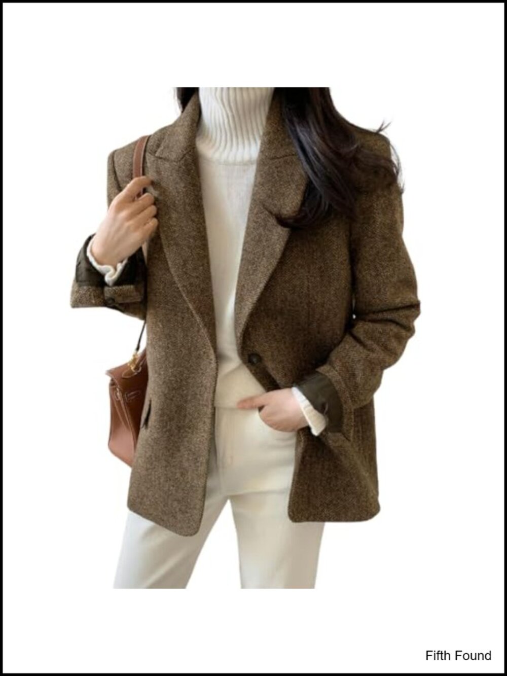 Wool Blend Notch Lapel Button Front Blazer Jacket Work Coat Mid Thigh